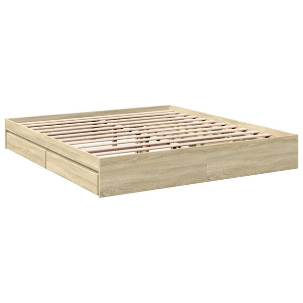 vidaXL Cadre de lit à tiroirs chêne sonoma 180x200cm bois d'ingénierie