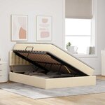 vidaXL Lit avec rangement et matelas avec matelas Crème 140 x 190 cm