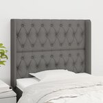 vidaXL Tête de lit avec oreilles Gris foncé 103x16x118/128 cm Tissu