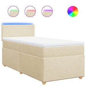 vidaXL Sommier à lattes de lit avec matelas Crème 100x200 cm Tissu