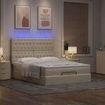 VidaXL Cadre de lit ottoman avec matelas crème 140x190 cm tissu