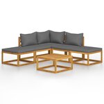 vidaXL Salon de jardin 6 Pièces avec coussins Bois d'acacia solide