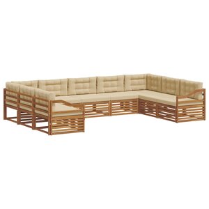 vidaXL Ensemble de canapés d'extérieur 9 pc Naturel et Beige