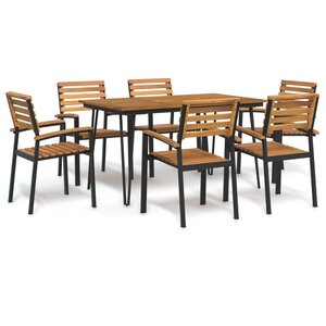 vidaXL Ensemble à manger de jardin 7 Pièces bois d'acacia solide et métal