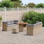 vidaXL Ensemble de canapé de jardin 9 Pièces Beige et Gris clair