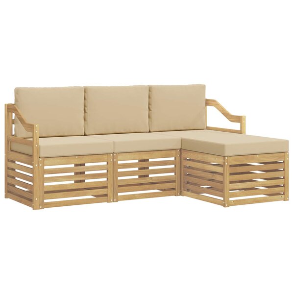 vidaXL Ensemble de canapés d'extérieur 4 pc Blanc et Beige Polyester