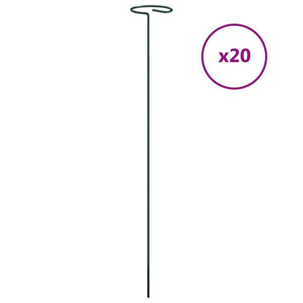 vidaXL Piquets pour plantes de jardin 20 Pièces vert foncé 40 cm acier