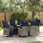 vidaXL Ensemble de salle à manger pour jardin 7 Pièces Gris polyrotin