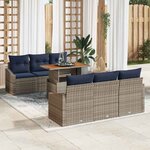 vidaXL Ensemble de canapé de jardin 7 Pièces Gris Poly rotin