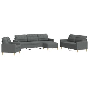 vidaXL Ensemble de canapés 4 Pièces avec repose-pied gris foncé tissu