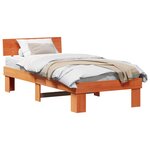 vidaXL Cadre de lit avec tête de lit Brun cire 90 x 190 cm Pin massif
