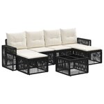 vidaXL Ensemble de canapé de jardin 7 Pièces Noir et blanc crème