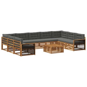 vidaXL Ensemble de canapés d'extérieur 10 pc Naturel et Anthracite