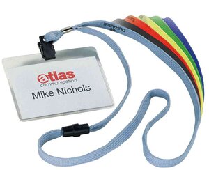 Pqt 10 Badges 90 x 60 mm avec lacet textile Rouge DURABLE