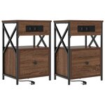 vidaXL Cabinet de chevet 2 Pièces Chêne marron 40 x 31 x 60 cm
