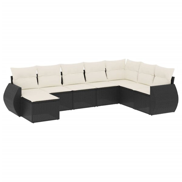 vidaXL Salon de jardin 8 Pièces avec coussins noir résine tressée