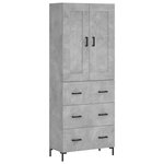 vidaXL Buffet haut Gris béton 69 5x34x180 cm Bois d'ingénierie