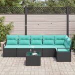 vidaXL Ensemble de Canapés 7 Pièces Noir polyrotin