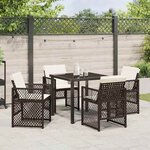 vidaXL Ensemble de salle à manger pour jardin 5 Pièces Marron polyrotin