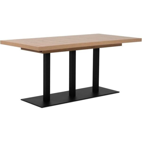 Table à manger extensible QUADRATO - 8 à 12 personnes - Mélaminé chêne et noir - 160-240 x 75 x 80 cm