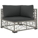 Salon de jardin meuble d'extérieur ensemble de mobilier 6 pièces avec coussins résine tressée gris 02_0016854