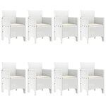 vidaXL Ensemble de salle à manger de jardin 9 pièces avec coussins Blanc Poly Rattan