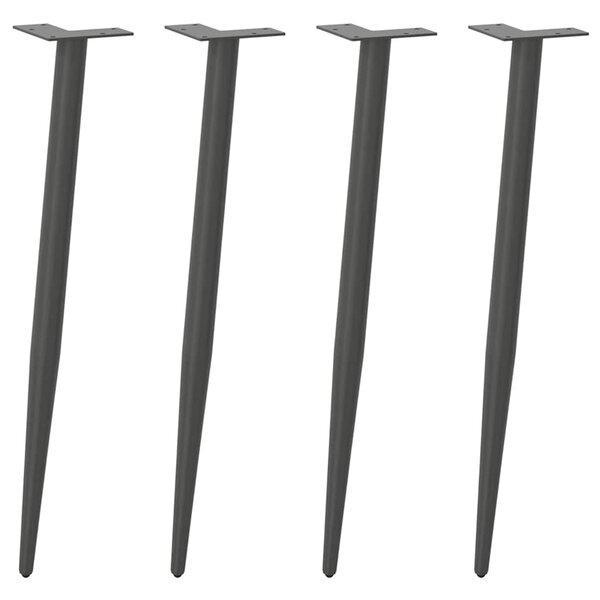 vidaXL Pieds de table console forme conique 4 pièces Anthracite 72-73 cm Acier