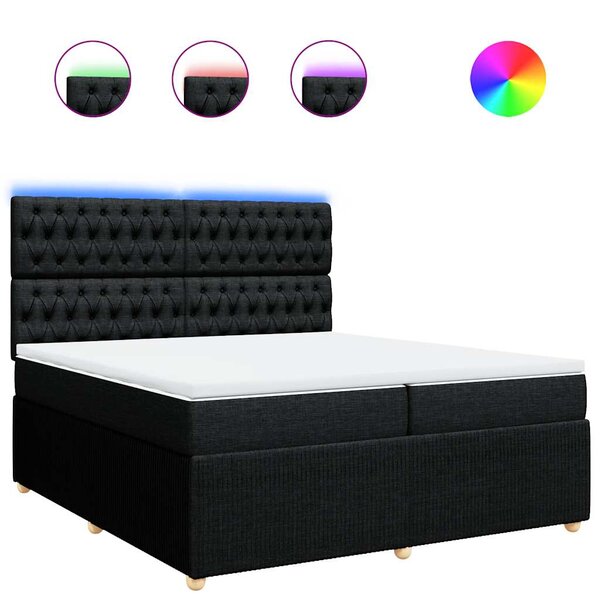 vidaXL Sommier à lattes de lit avec matelas Noir 200x200 cm Tissu
