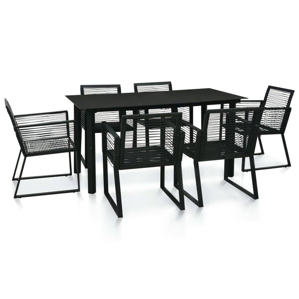 vidaXL Mobilier à dîner d'extérieur 7 Pièces Rotin PVC Noir
