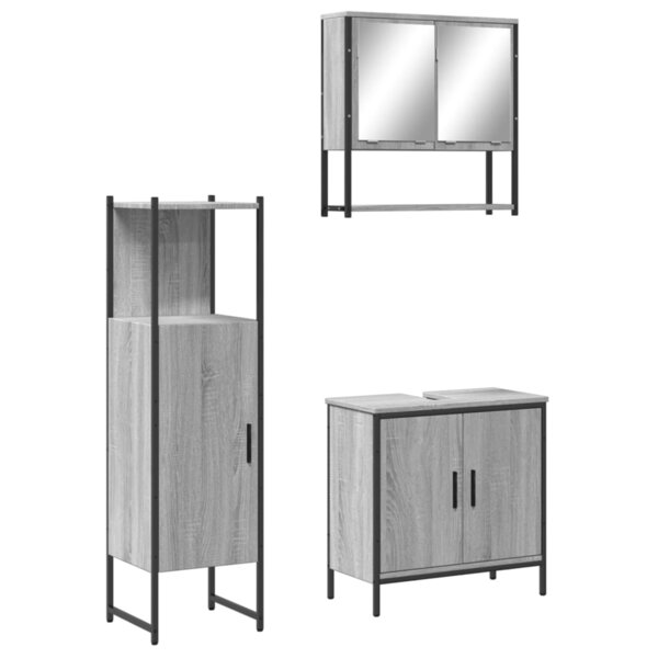 vidaXL Ensemble de meubles de salle de bain 3 Pièces Sonoma gris