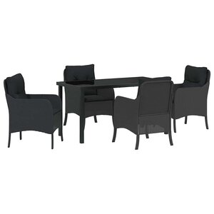 vidaXL Ensemble de salle à manger pour jardin 5 Pièces Noir polyrotin