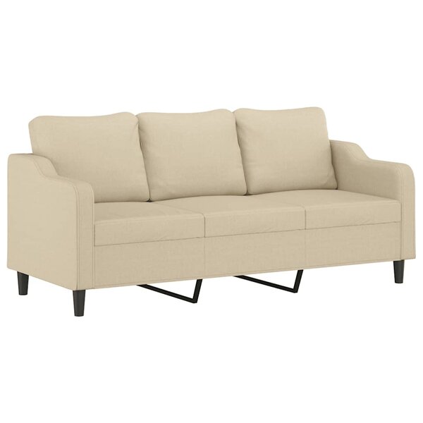 vidaXL Canapé à 3 places Crème 180 cm Tissu