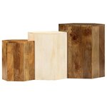 Vidaxl tables basses 3 pièces bois de manguier massif