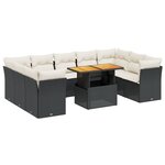 vidaXL Salon de jardin 10 Pièces avec coussins noir résine tressée