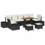 vidaXL Ensemble de canapé de jardin 10 Pièces Noir Poly rotin