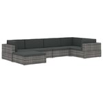 vidaXL Siège central sectionnel 1 pc et coussins Résine tressée Noir