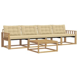 vidaXL Ensemble de canapés d'extérieur 5 pc Blanc et Beige