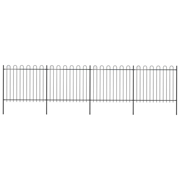 vidaXL Clôture de jardin avec dessus en cerceau Acier 6 8 x 1 5 m Noir