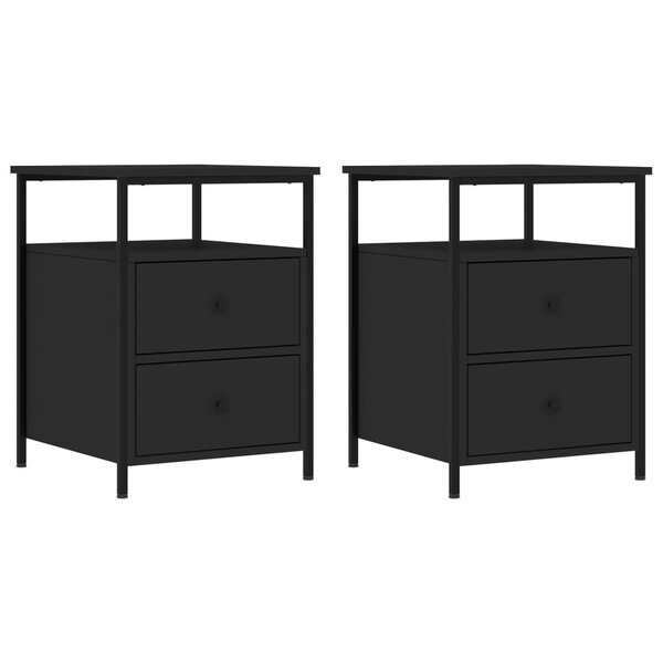vidaXL Tables de chevet 2 Pièces noir 44x45x60 cm bois d’ingénierie