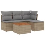 vidaXL Salon de jardin avec coussins 5 Pièces beige résine tressée