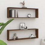 vidaXL Étagères murales cube 2 Pièces Chêne marron 100x15x30 cm Bois