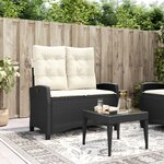 vidaXL Banc inclinable de jardin avec coussins noir résine tressée