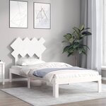 vidaXL Cadre de lit avec tête de lit blanc 90x200 cm bois massif