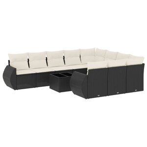 vidaXL Salon de jardin 11 Pièces avec coussins noir résine tressée