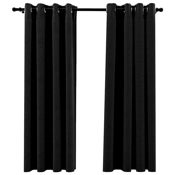 vidaXL Rideaux occultants Aspect de lin 2 Pièces Anthracite 140x175 cm