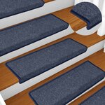 vidaXL Tapis d'escalier 30 pièces 65 x 21 x 4 cm Gris foncé et bleu Bordure rectangulaire