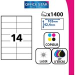 Office star boite de 1400 étiquettes multi-usage blanches 105x42mm os43653 avery zweckform