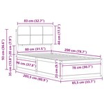 vidaXL Cadre de lit avec tête de lit rembourrée Gris clair 80 x 200 cm