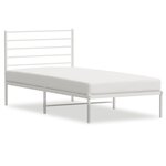 vidaXL Cadre de lit métal avec tête de lit blanc 90x190 cm