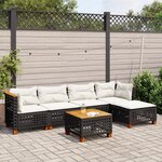 vidaXL Salon de jardin 6 Pièces avec coussins noir résine tressée